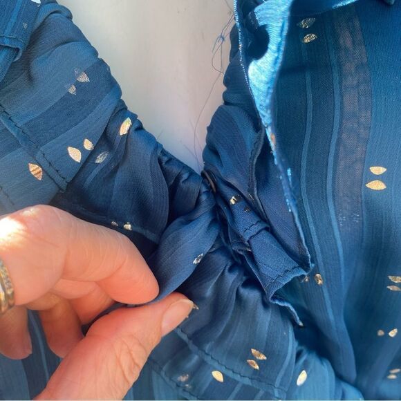 Misa Gabriella Ruffle Midi Dress Holiday Teal Size XS - Picture 14 of 16